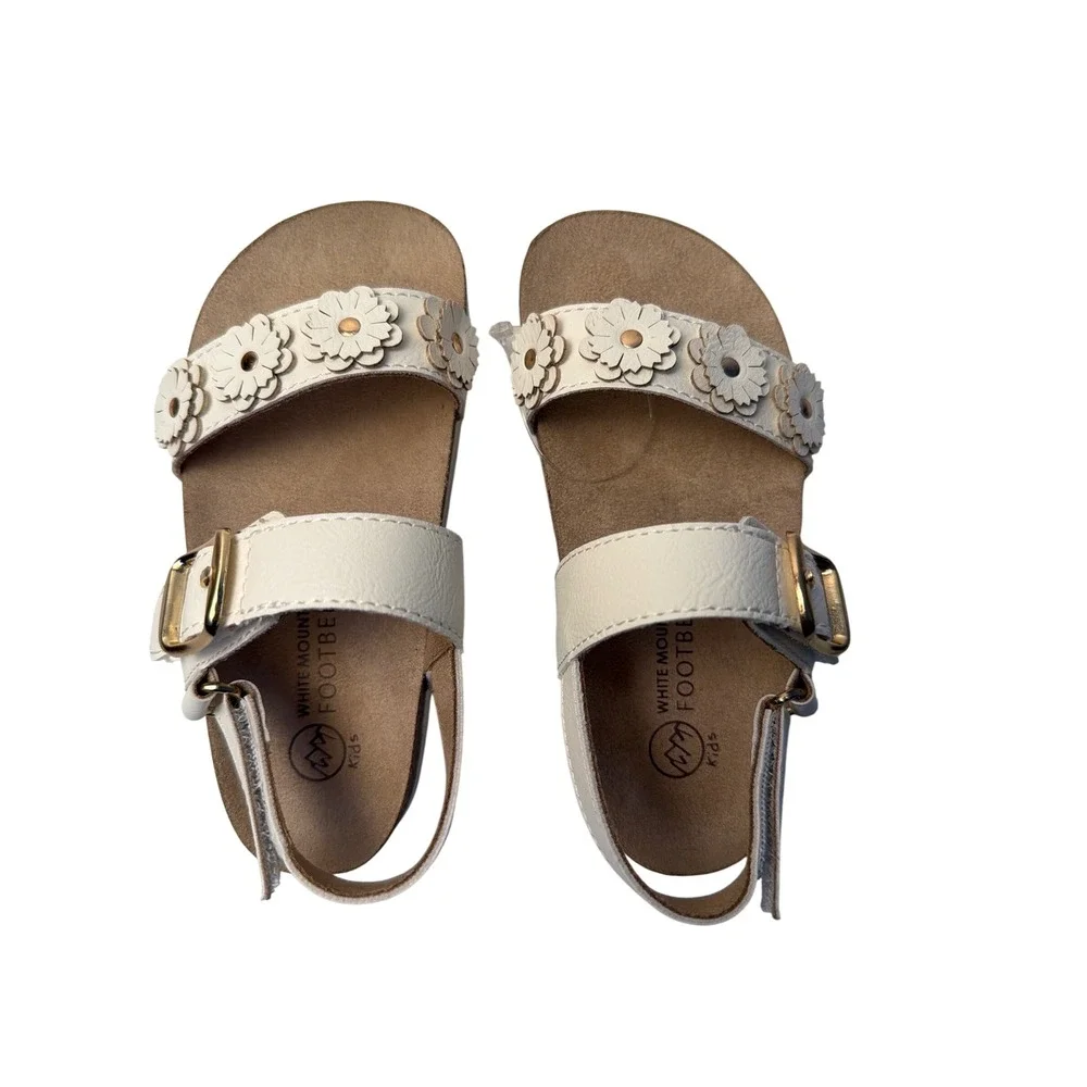 White Mountain Kids Gabriela White Floral Footbed Sandals Size 9M